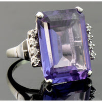 Created Purple Sapphire & White Sapphire 10K Gold Ring
