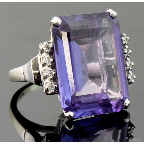 Created Purple Sapphire & White Sapphire 10K Gold Ring