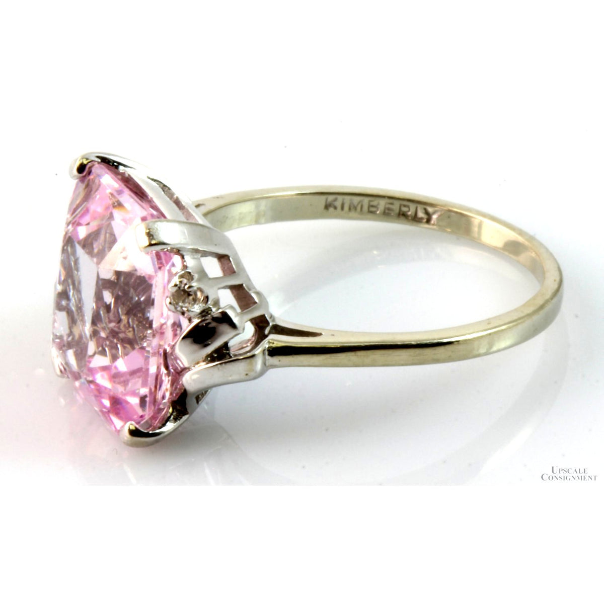 Radiant Cut Light Pink Spinel & White Sapphire 14K Gold Ring