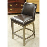 Restoration Hardware Dark Brown Leather Counter Stool