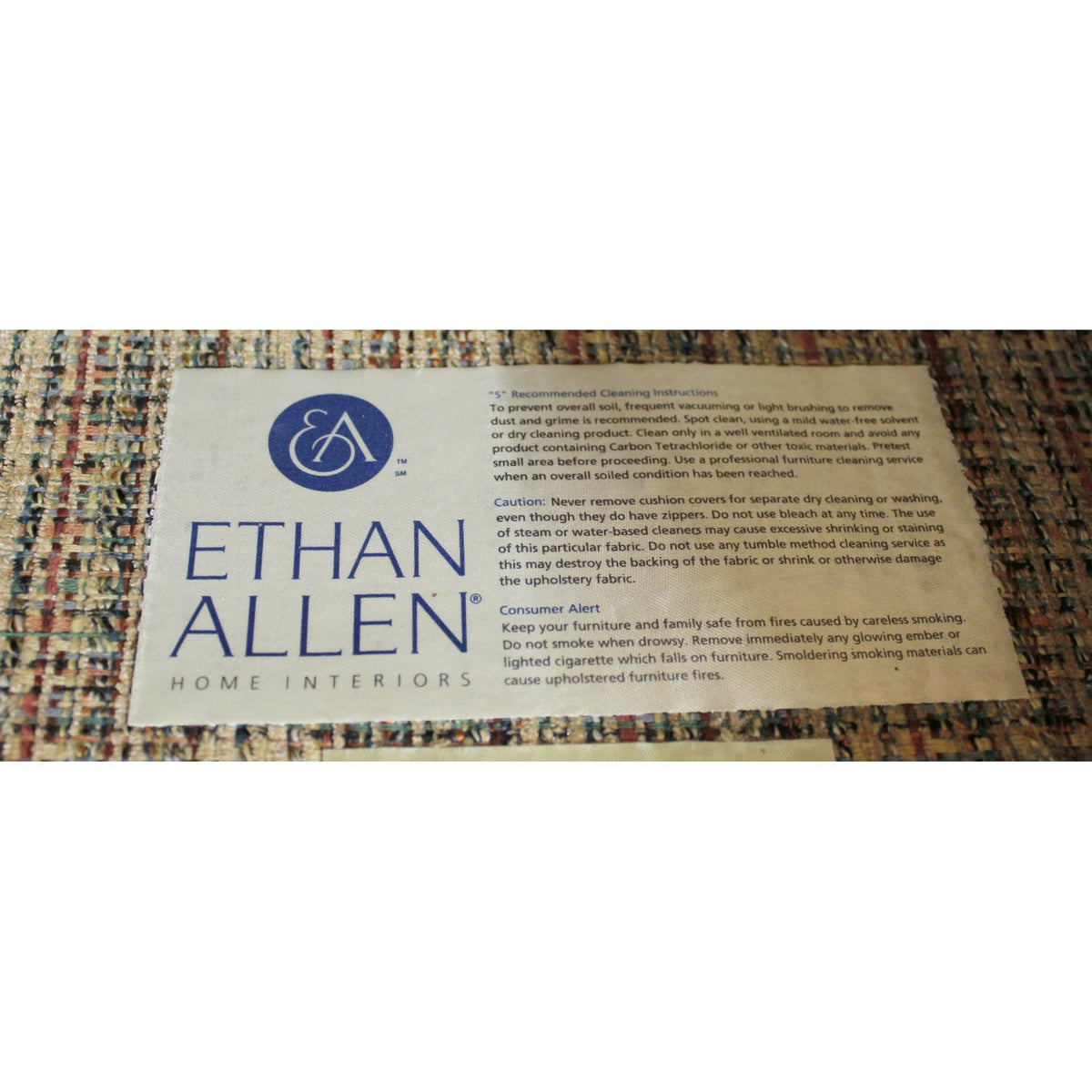 Ethan Allen Mixed Tweed Tan Sofa