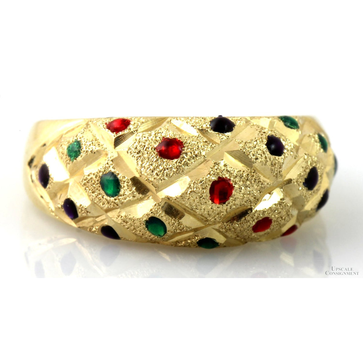14K Two-Tone Gold Finish Ring - Enameled Jewels