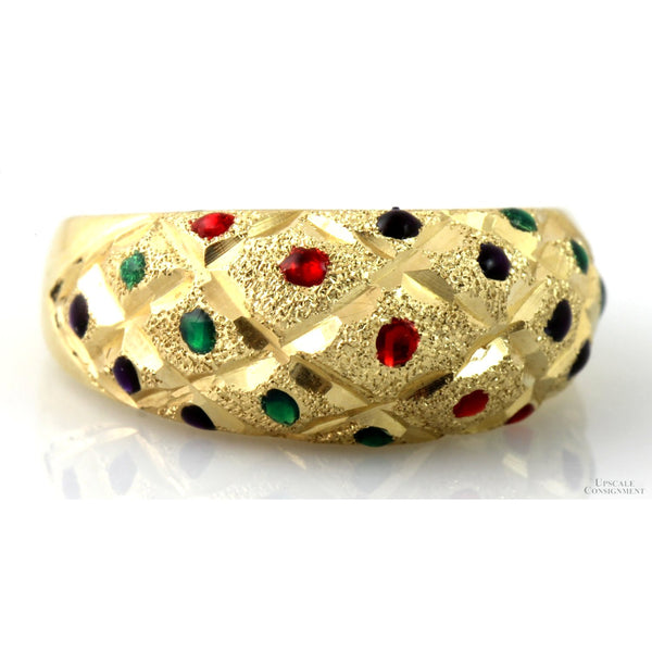 14K Two-Tone Gold Finish Ring - Enameled Jewels