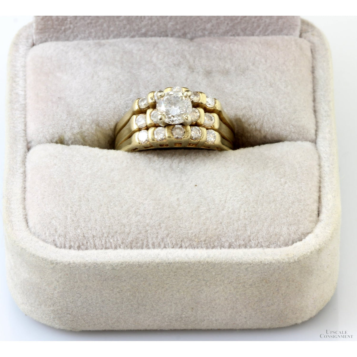 14K Gold Three-Band 1.26ctw Diamond Bridal Set | .70ct Center