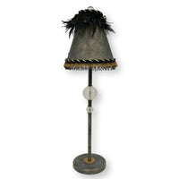 Buffet Table Lamp w/Dark Shade & Feathers
