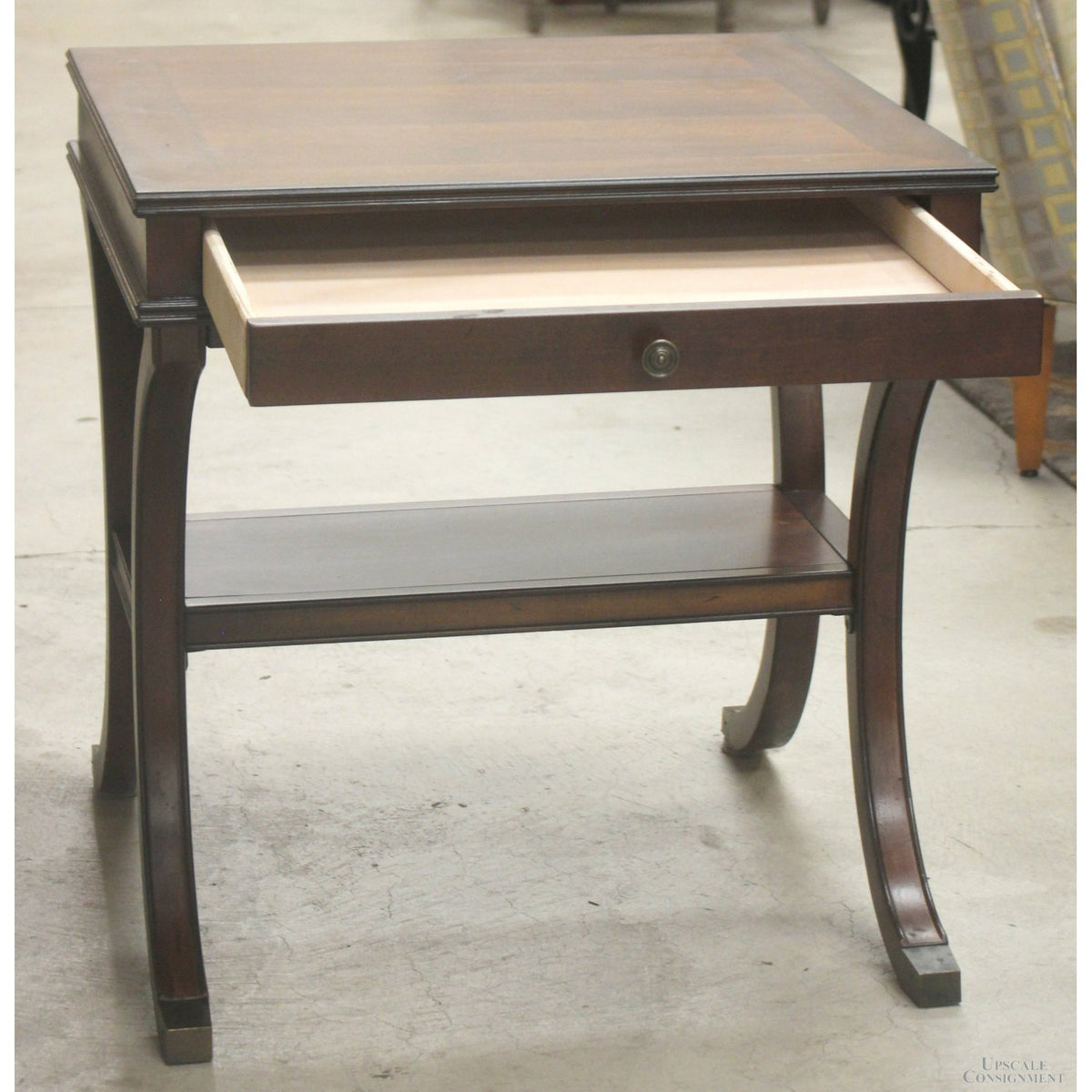 Campaign Style End Table w/Brass Feet