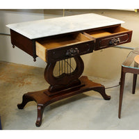 Vintage Harp Table w/White Marble Top