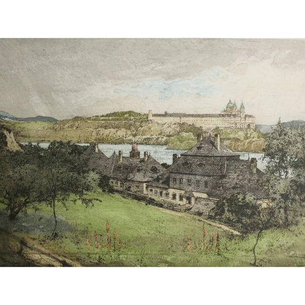 Signed Original Etching 'Monastary Of Melk At The Dunube' by Luigi Kasimir