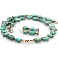 Vintage Turquoise Celestial Moon & Star Necklace & Earrings Set | Sterling Silver