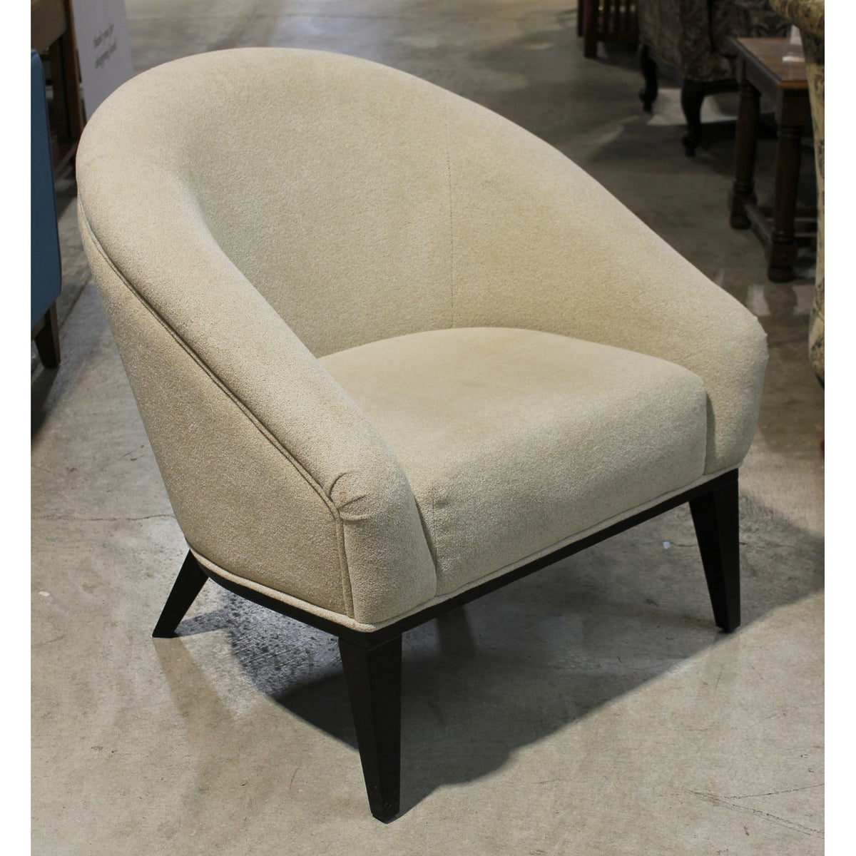 Curved Back Boucle Accent Chair