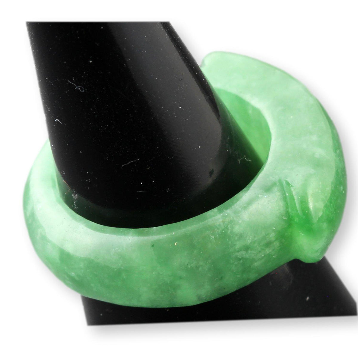 Deep Green Jadeite Saddle Band Bold Polished Jade|Rich Color