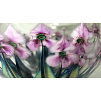 John Lotton Lavender & White Floating Iris Art Glass Bowl
