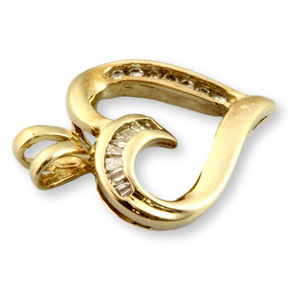 10K Yellow Gold Open Heart .14ctw Diamond Pendant