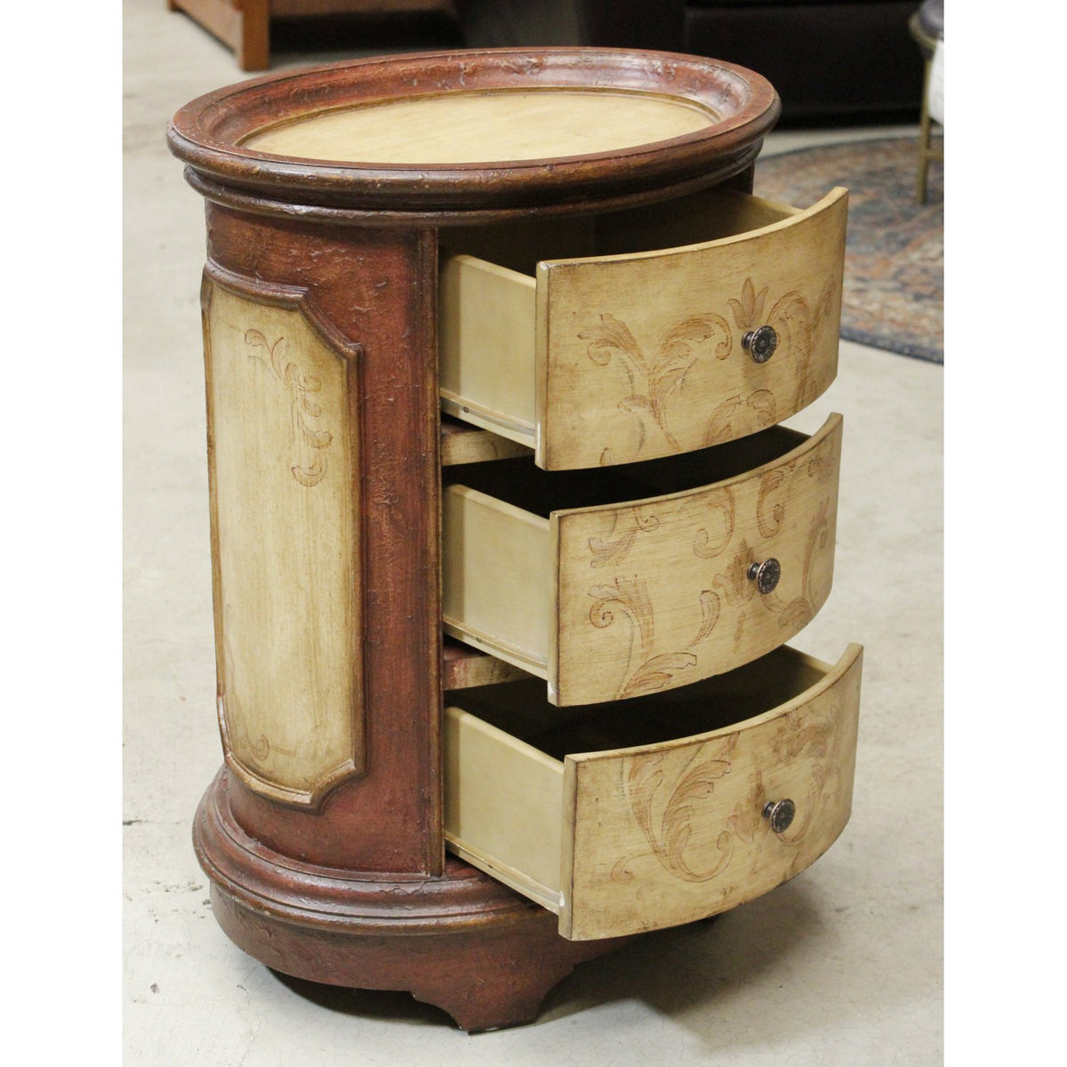Oval 3 Drawer Handpainted Chest