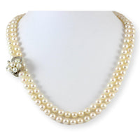 Cultured Pearl 42" Rope Strand 14K Gold .62ctw Diamond Shortener