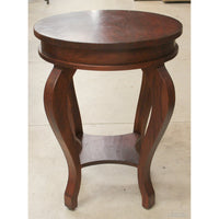 Round Mahogany End Table w/Curved Legs