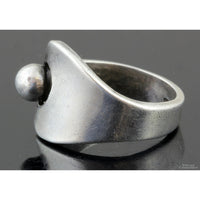 Eagle-Marked Taxco Sterling Silver Modernist Ring