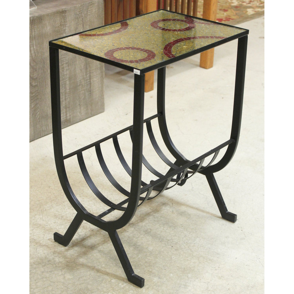 Mosaic Glass Top Metal Accent Table