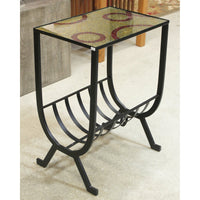 Mosaic Glass Top Metal Accent Table
