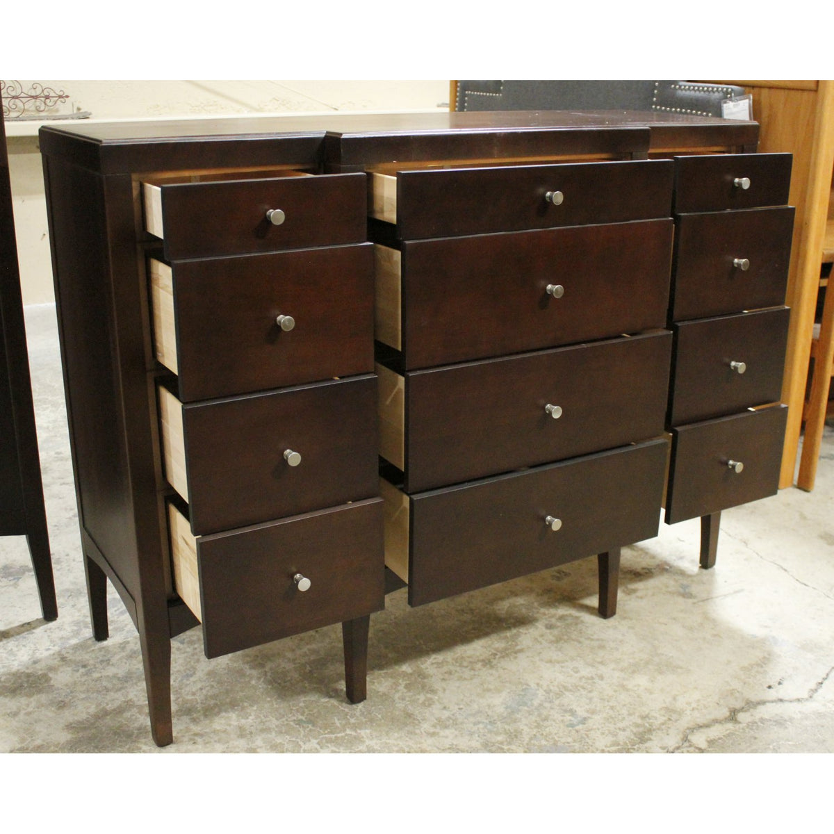 Modern Dark Finish 12 Drawer Dresser