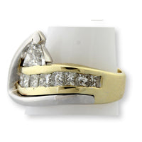 14K Two-Tone Gold 2.16 Carat Diamond Trillion & Princess-Cut Ring