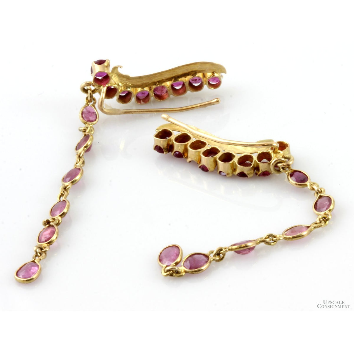 5.60ctw Ruby 14K Yellow Gold Ear Climber & Dangle Earrings