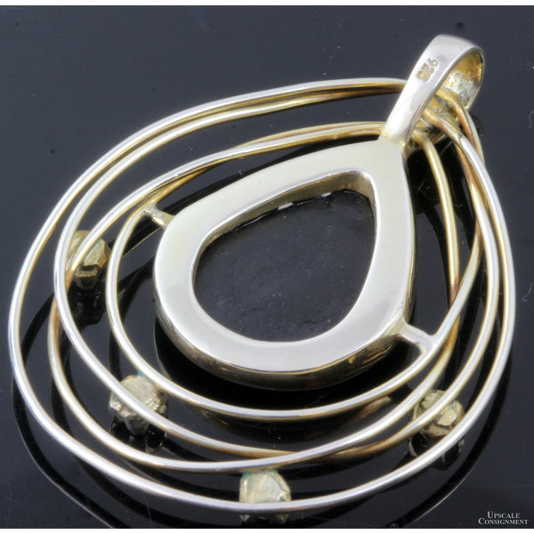 Ammolite Triplet & White Sapphire Sterling Silver Pendant