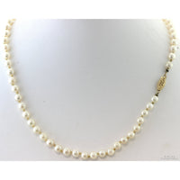 Vintage Cultured Akoya Pearl Necklace | Hand-Knotted Strand | 14K Gold Clasp