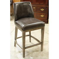 Restoration Hardware Dark Brown Leather Counter Stool