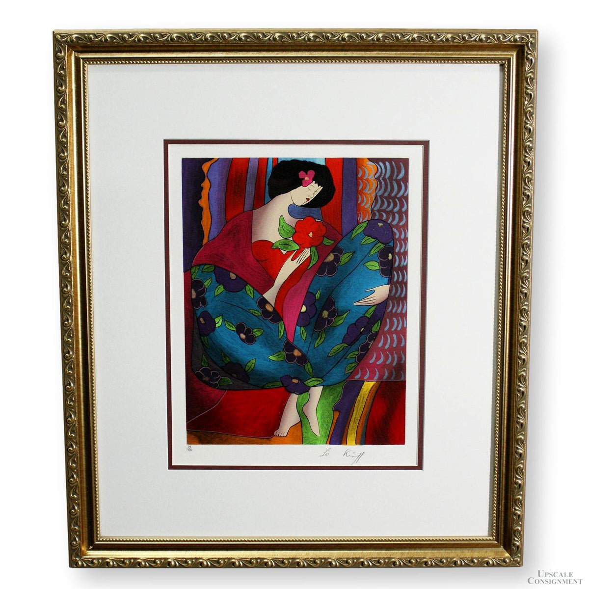 Framed Serigraph "Petite Fille" by Linda Le Kinff