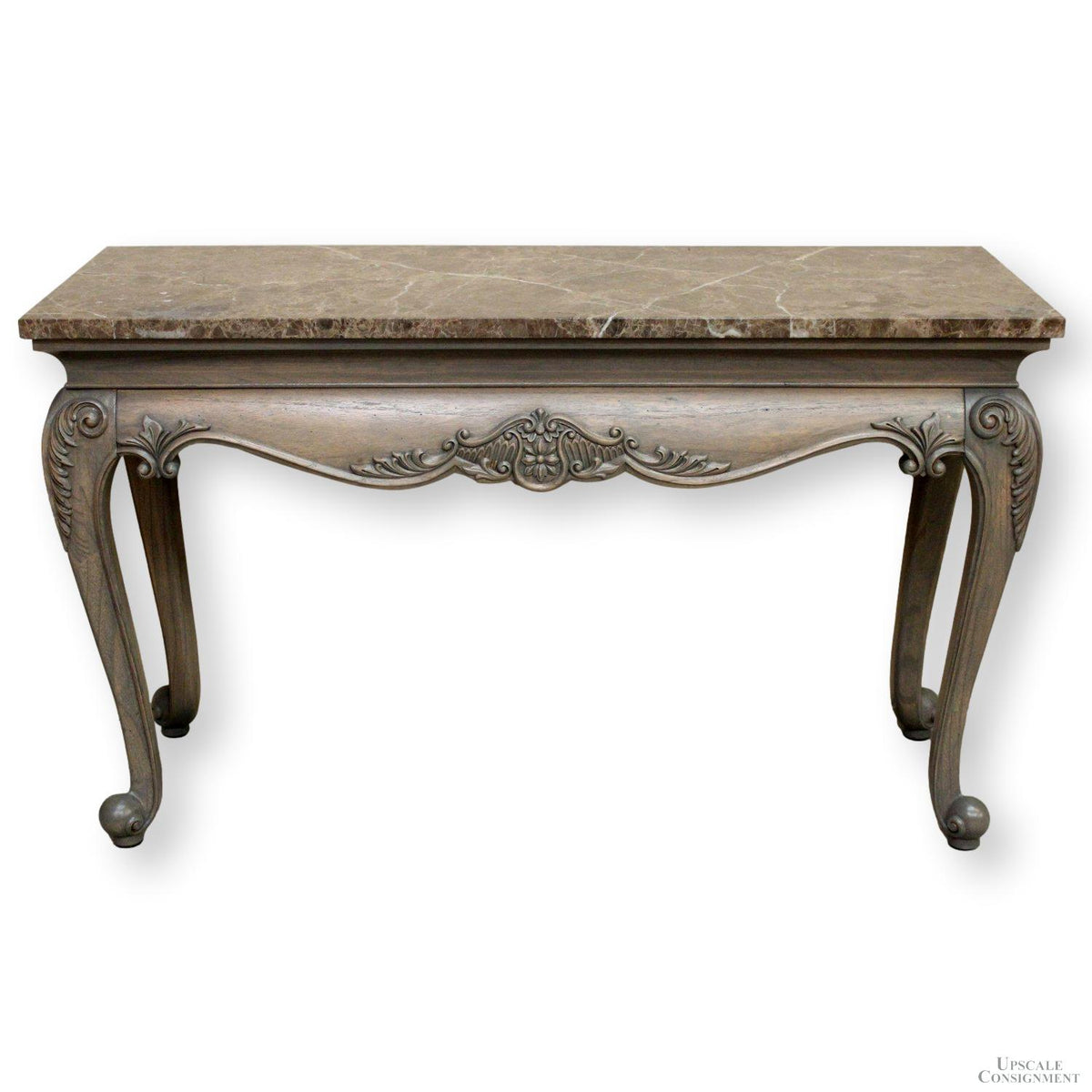 Ornately Carved Console Table w/Marble Top