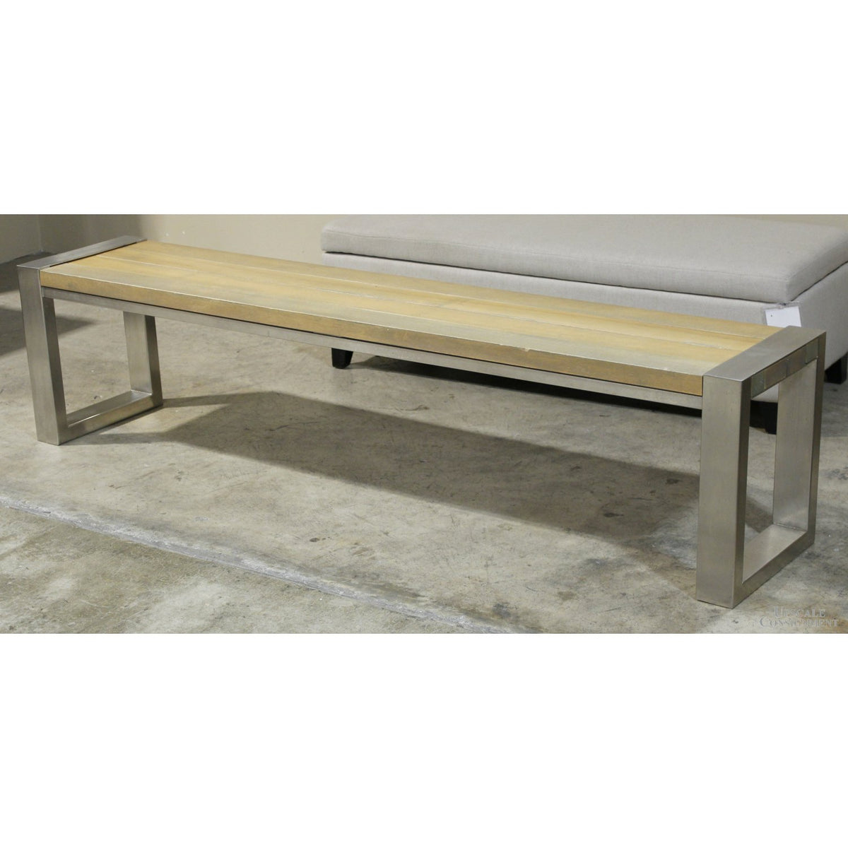 Wood Plank & Chrome Bench