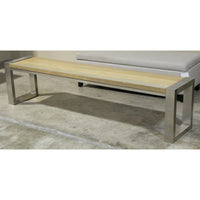 Wood Plank & Chrome Bench