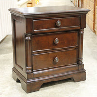 3 Drawer Nightstand w/Pillars