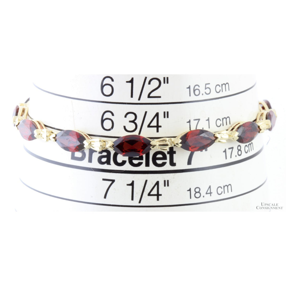 15ctw Red Almandine Garnet 10K Yellow Gold Link Bracelet