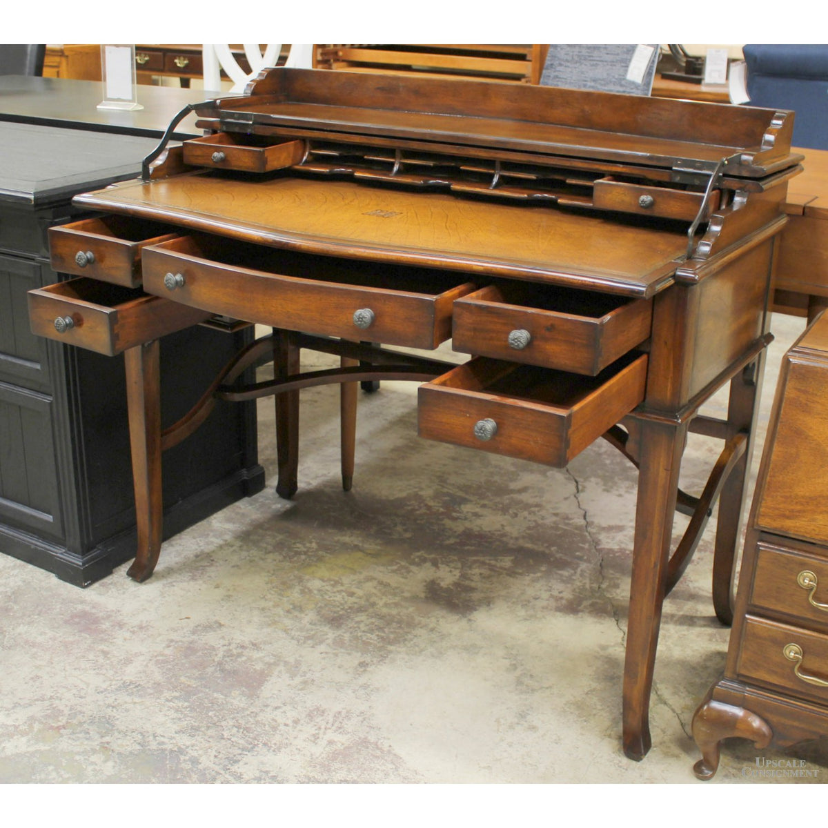 Theodore Alexander Walnut Leather Slide-Out Desk