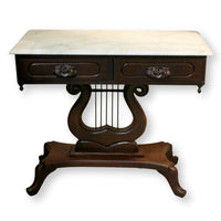 Vintage Harp Table w/White Marble Top