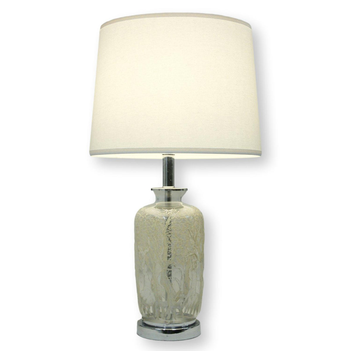 Glass Table Lamp w/Tree Details