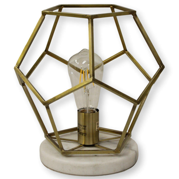 Geodome Brass & Marble Accent Table Lamp