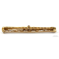 10K Yellow Gold Antique Bar Brooch - Lab-Created Ruby