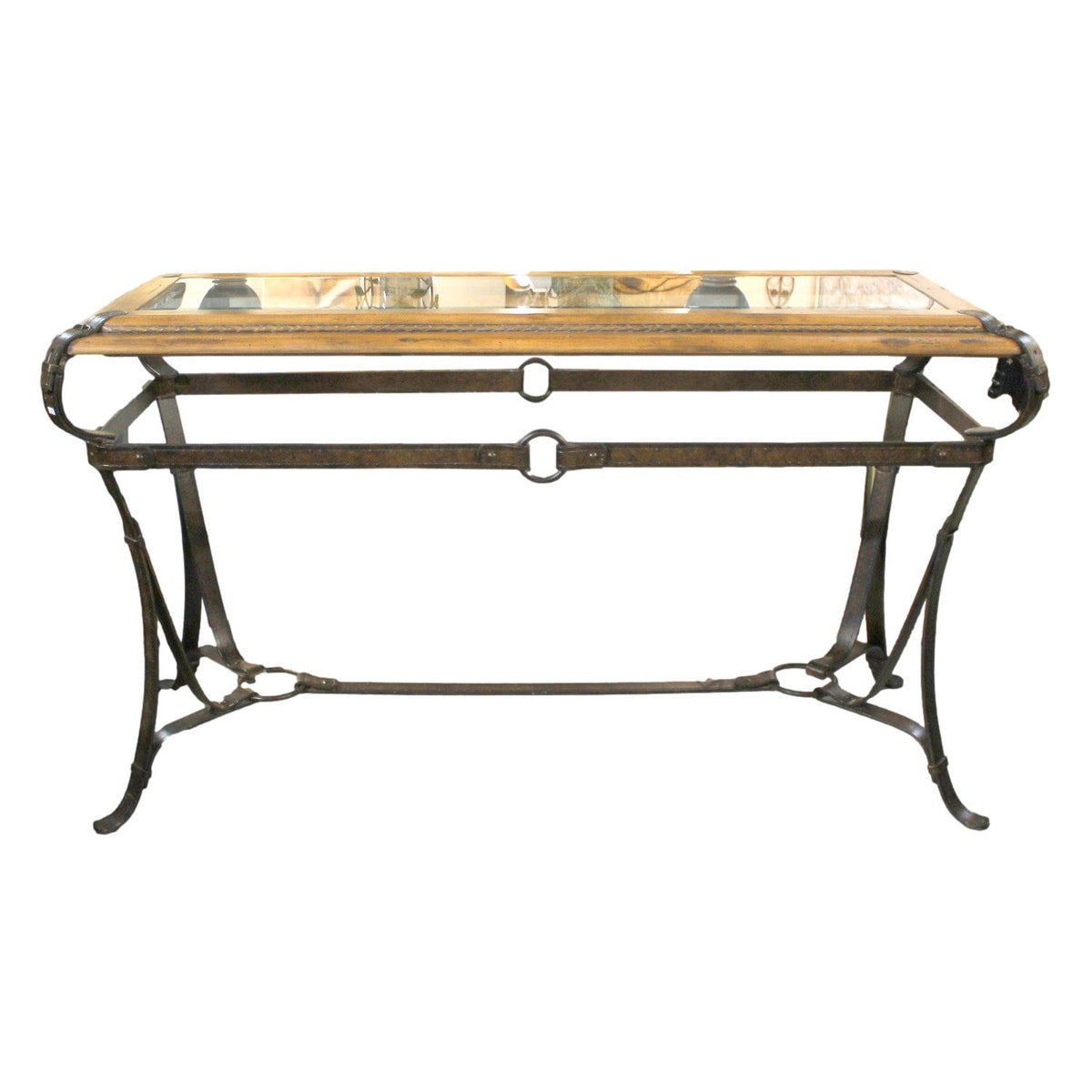 Jacques Adnet Hermes Style Equestrian Strap Console Table