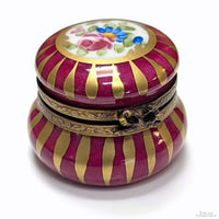 Limoges Round Hand-Painted Trinket Box