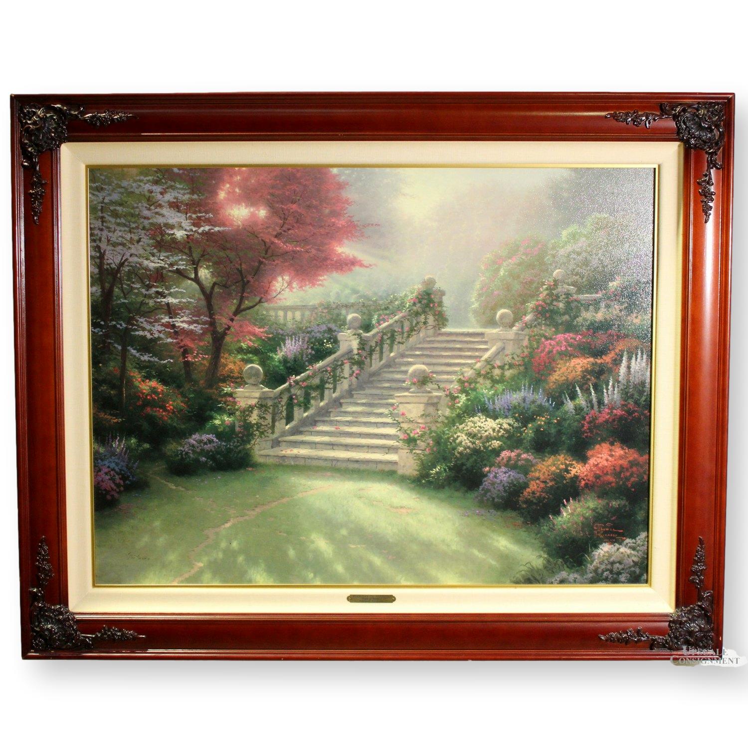 90s Thomas Kinkade ビンテージラグ 絵画 聖書 タペストリー Framed Limited Edition Lithograph 