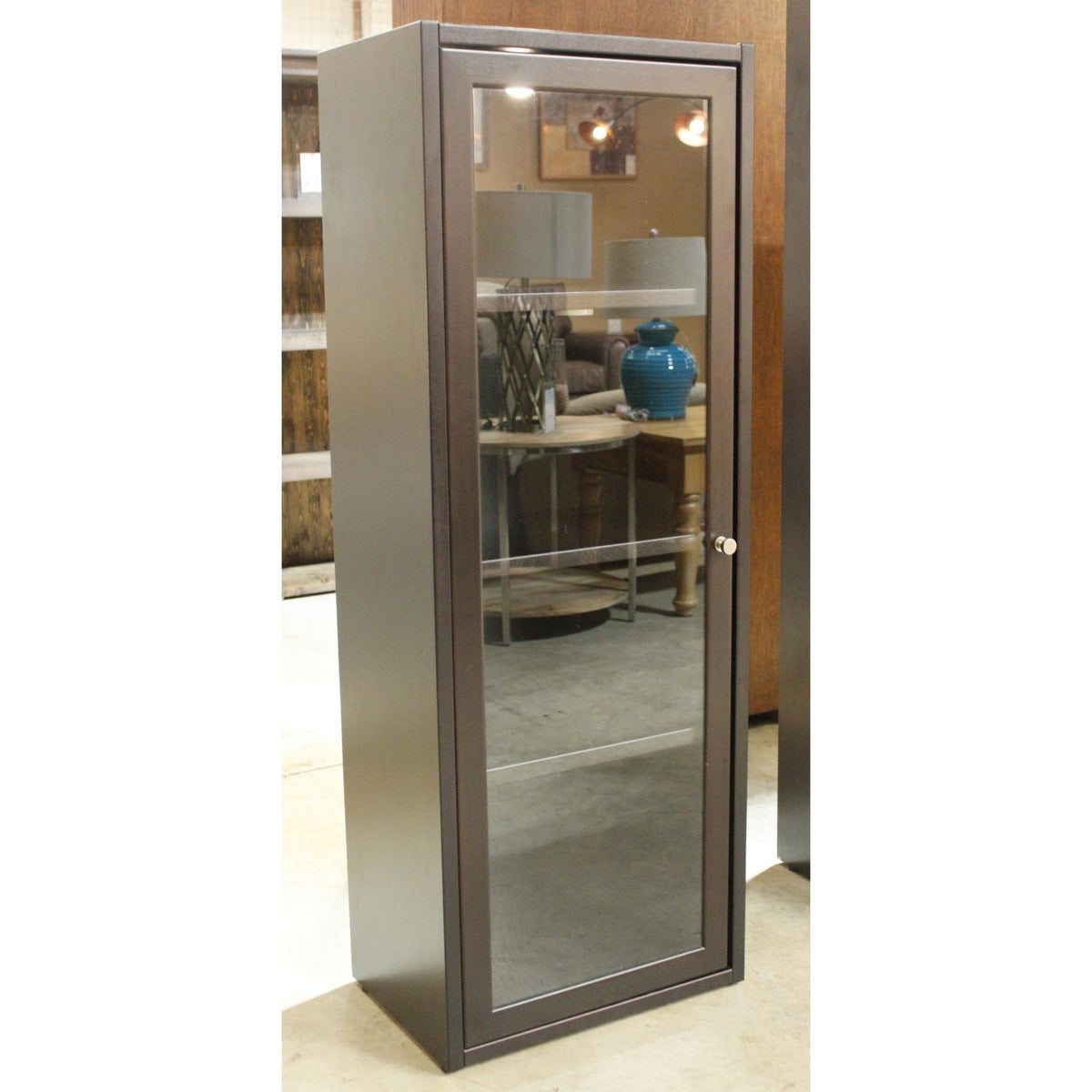 Black Narrow Bookcase w/Glass Door