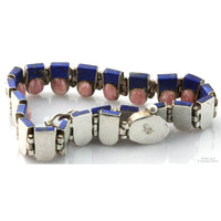 Vintage Chilean 950 Silver Lapis & Rhodochrosite Bracelet