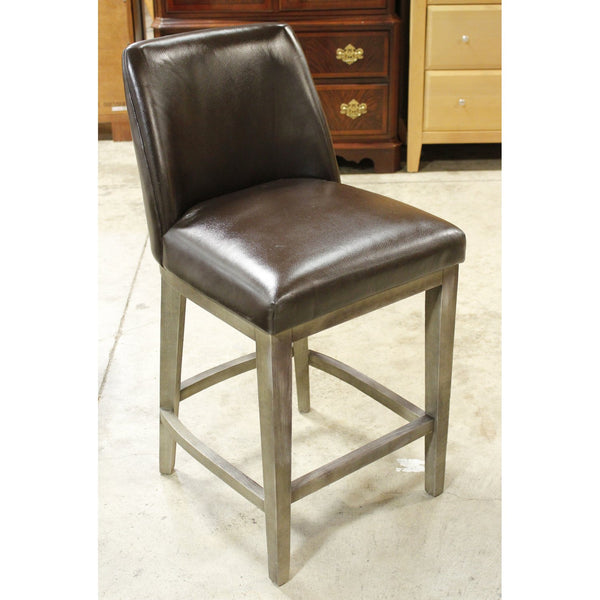 Restoration Hardware Dark Brown Leather Counter Stool