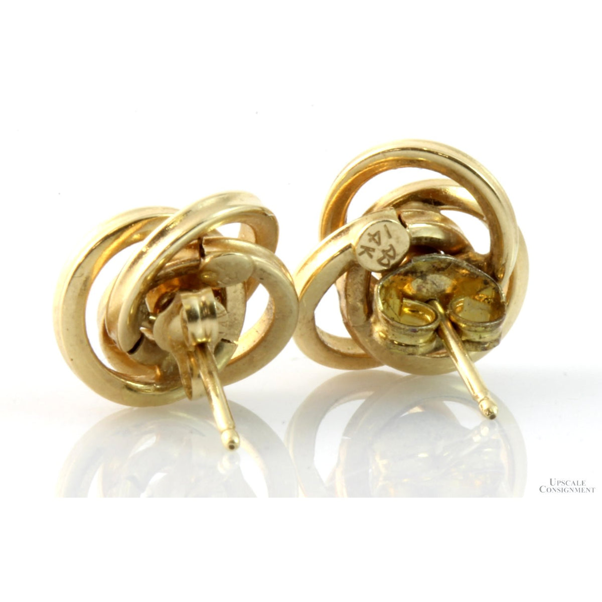 14K Gold Diamond Studs & Love Knot Enhancer Jackets