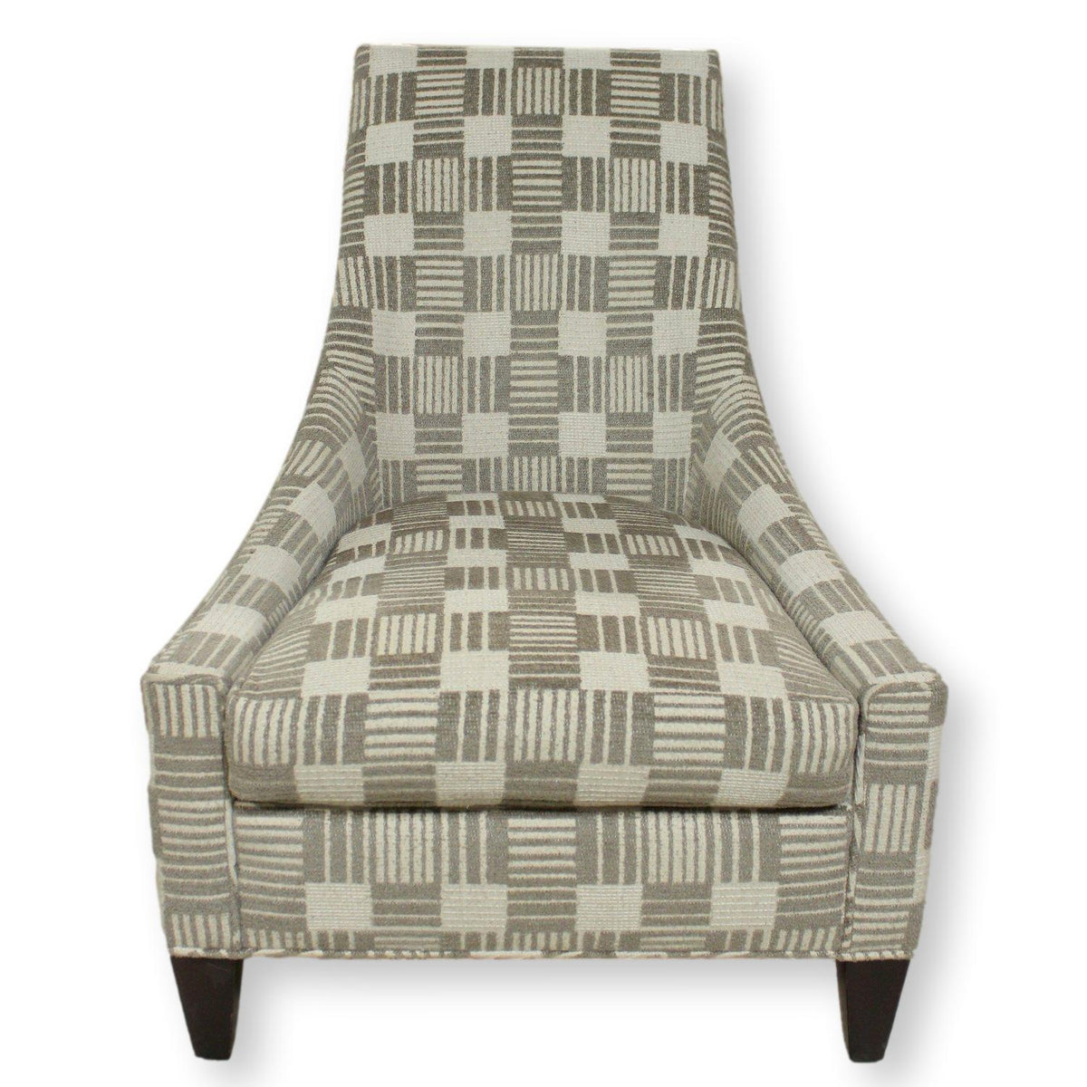 Baker Furniture Gray & Off-White Checkered Accent Chair