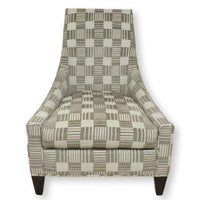 Baker Furniture Gray & Off-White Checkered Accent Chair