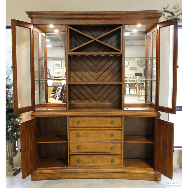 Klaussner Medium Oak Curved Front China Cabinet